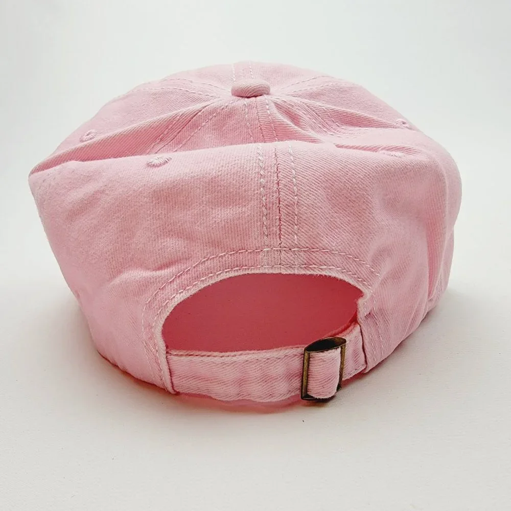 Dog Mom Distressed Relaxed Cotton Buckle Strap Full Cover Baseball Hat Cap Pink
